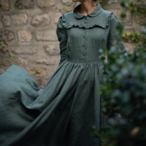 Little Women Atelier Amy dress long sleeves linen M cottagecore